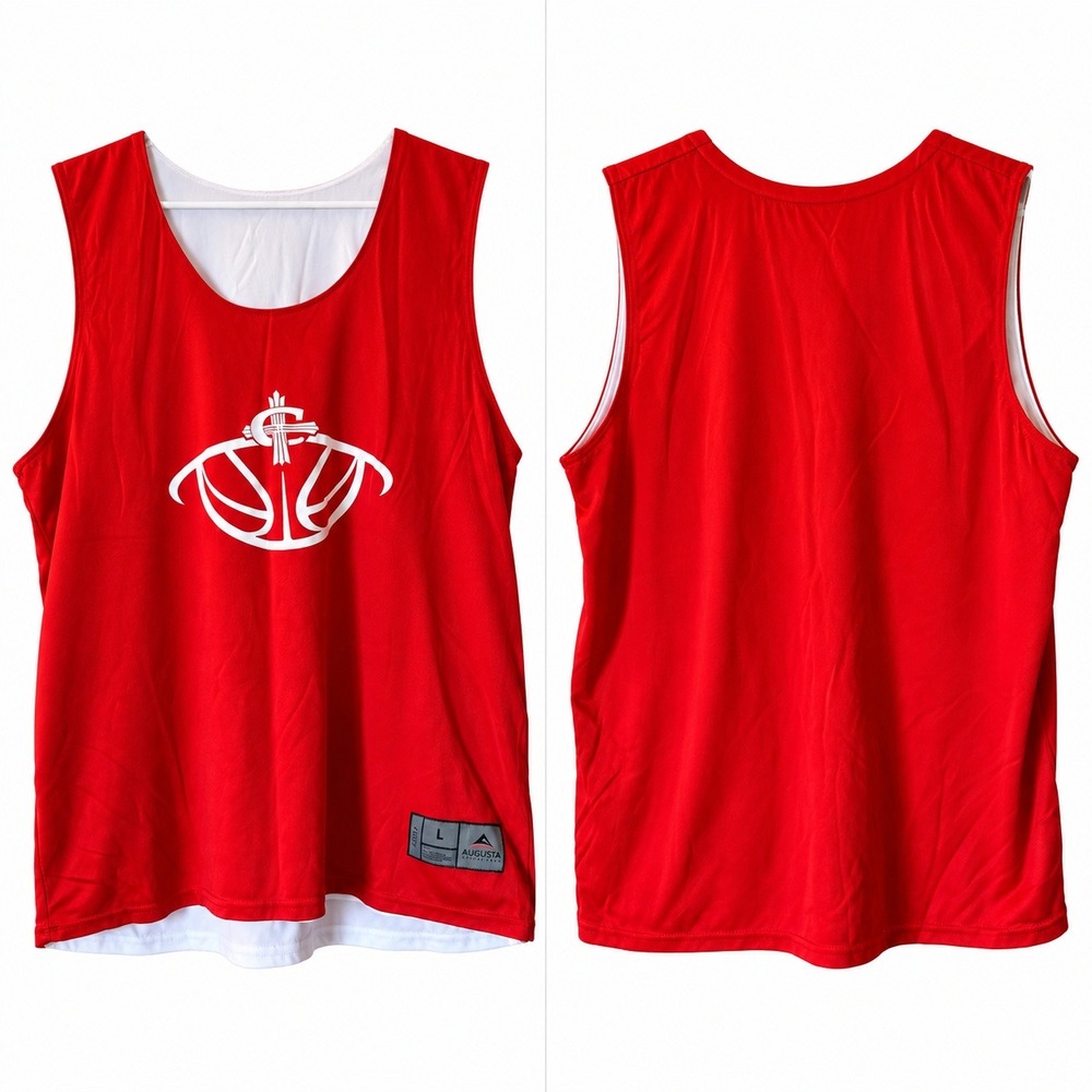 Augusta Sportswear Reversible Basketball Jersey Red White Size L Mesh Tank